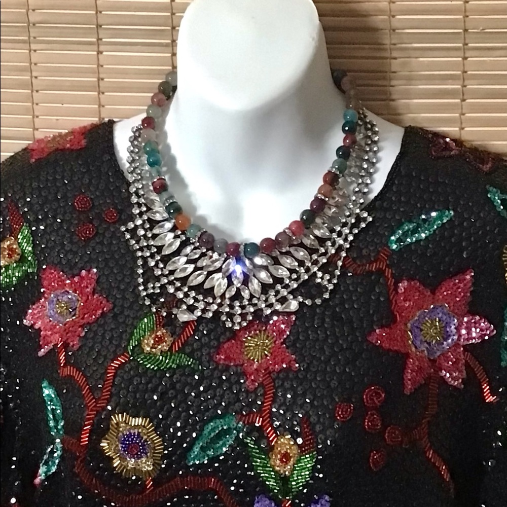 Ultimate Statement Necklace Rhinestone Stones Pro… - image 8